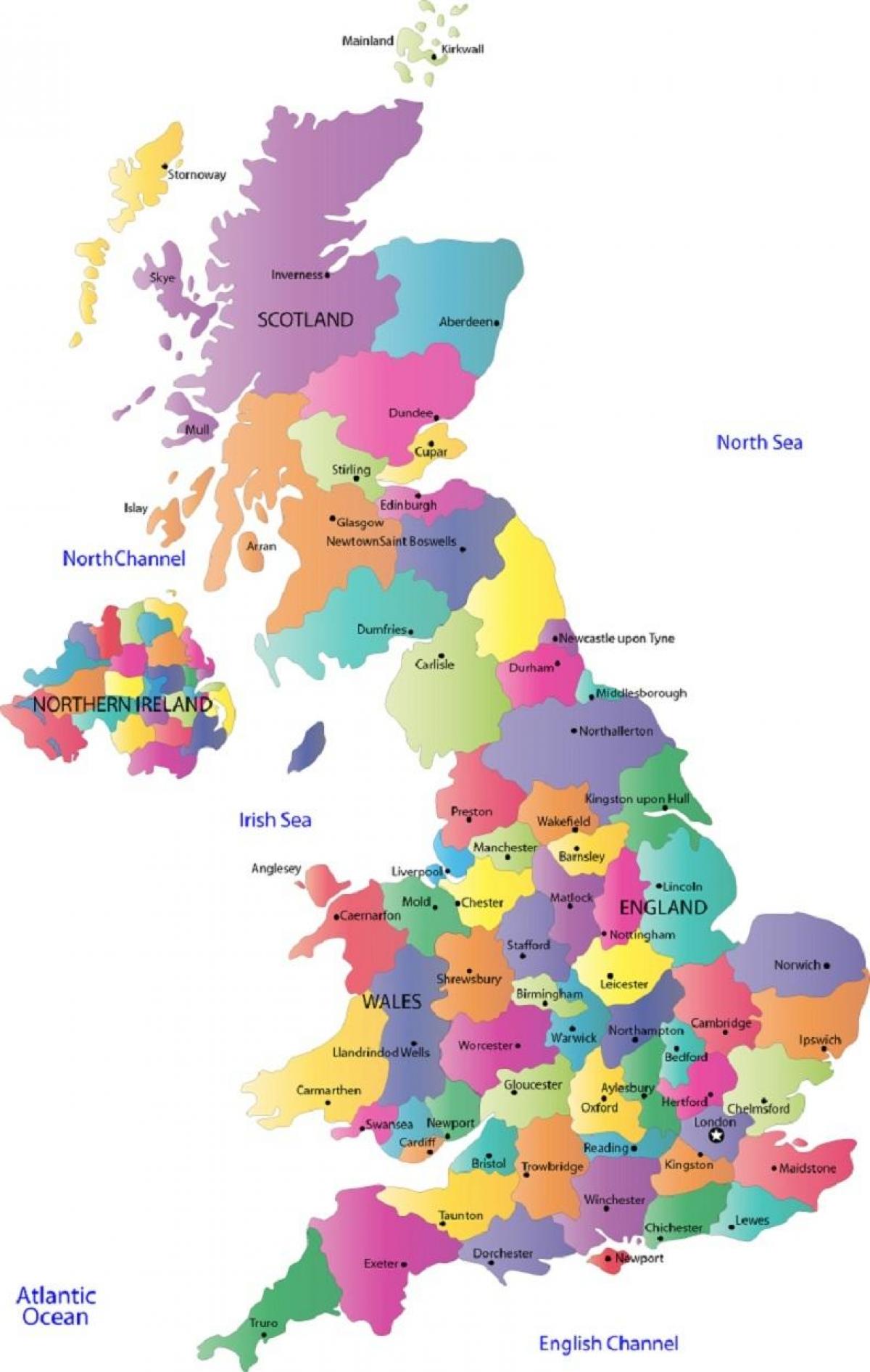 के मानचित्र ब्रिटेन दिखा काउंटियों
