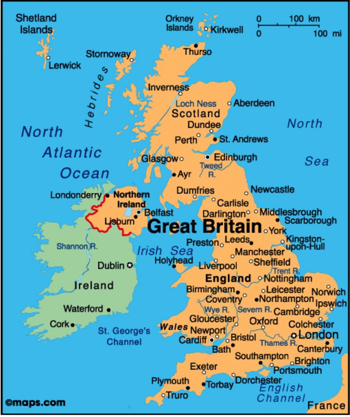 नक्शा दिखाने के ब्रिटेन